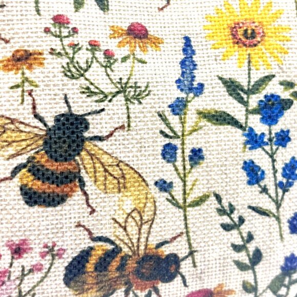 Summer Garden Bee Bees Flowers Wildflowers Zippered Pouch Cosmetic Travel Bag - Picture 5 of 5